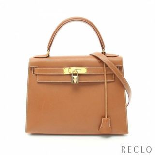 エルメス(Hermes)のケリー28 ゴールド ハンドバッグ クシュベル ライトブラウン ゴールド金具 2WAY □B刻印(ハンドバッグ)