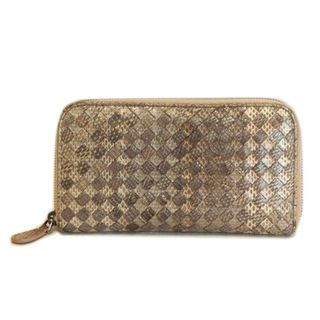 BOTTEGA VENETA ボッテガヴェネタ/イントレチャートラウンドファスナー/パイソンレザー/グレー/ボッテガ/Aランク/92【中古】(財布)
