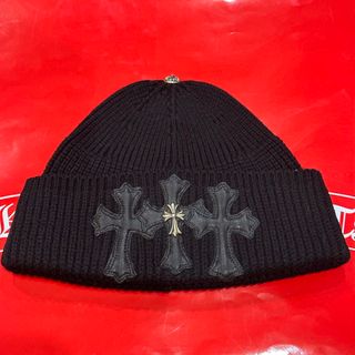 クロムハーツ(Chrome Hearts)の新品 激レア クロムハーツ カシミヤ クロスパッチ クロスボール ニットキャップ(ニット帽/ビーニー)