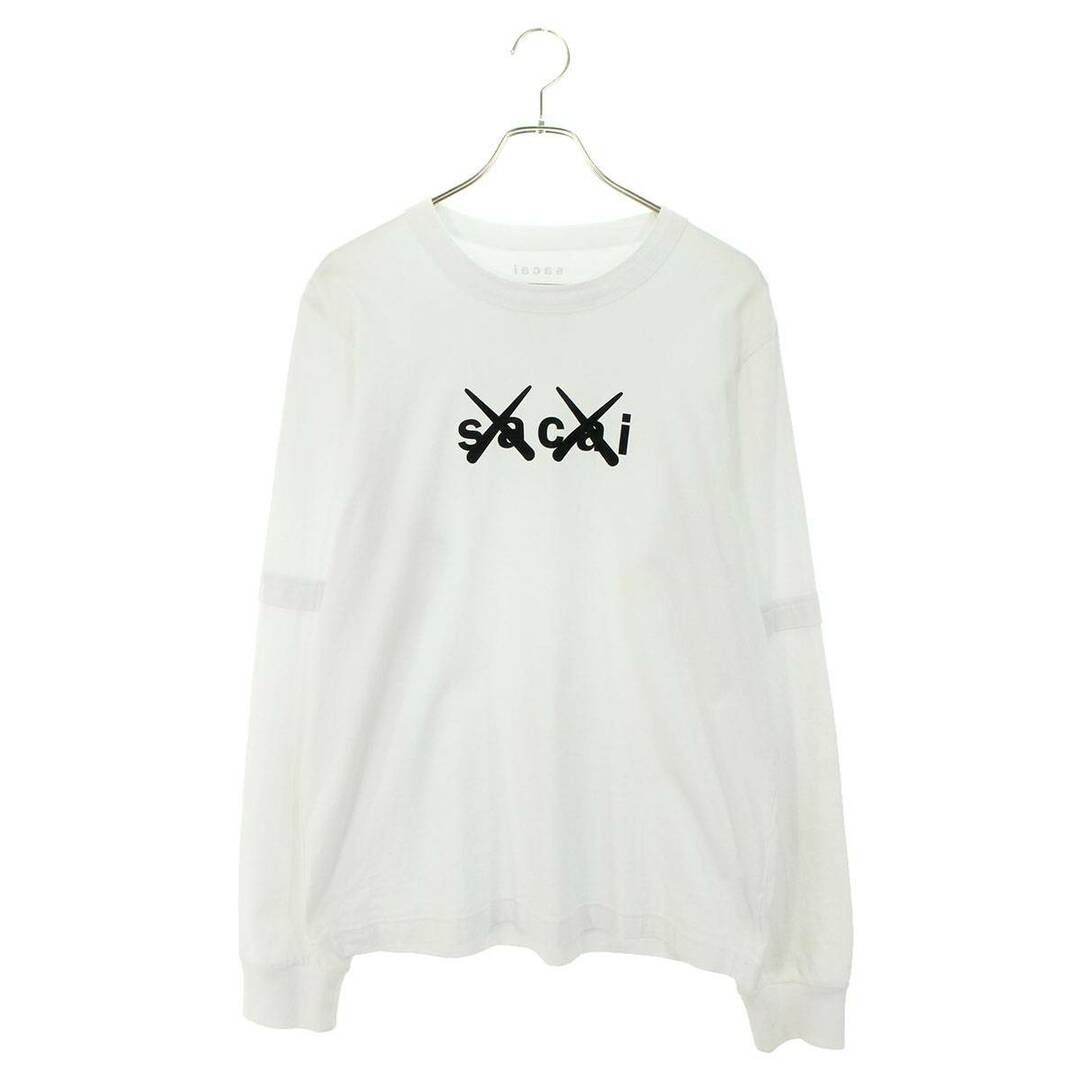 サカイ ×カウズ KAWS　  21SS  21-0287S Flock Print Long Sleeve T-Shirt ダブルネームロゴプリント長袖カットソー メンズ 3Tシャツ/カットソー(七分/長袖)