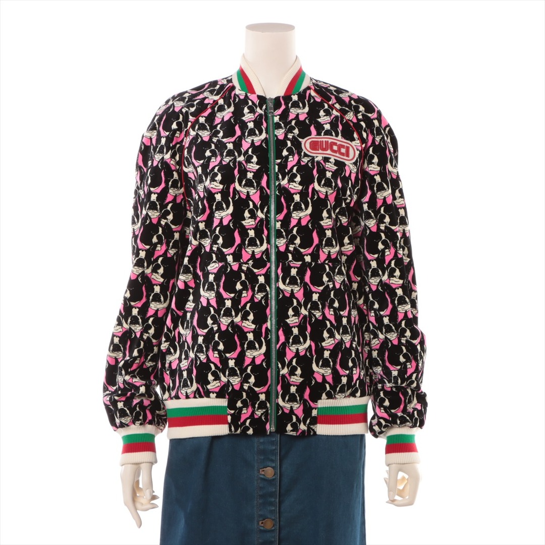 Gucci(グッチ)の極美品 グッチ 18AW シェリー ライン ボンバー ジャケット ブルゾン ベロア ブルドッグ ドッグ 犬 523673 36 レディース TNT 1031-N20 レディースのジャケット/アウター(ブルゾン)の商品写真