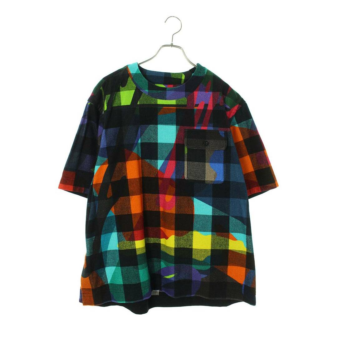 サカイ ×カウズ KAWS　  21AW  21-02572M ショルダージップチェック総柄Tシャツ メンズ 2