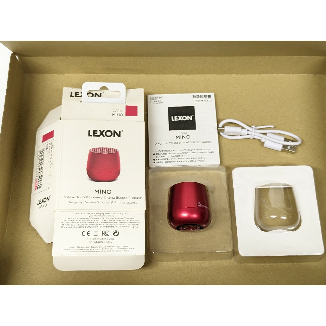 LEXON(レクソン)の《未使用品！》LEXON Bluetoothスピーカー MINO　レッド スマホ/家電/カメラのオーディオ機器(スピーカー)の商品写真