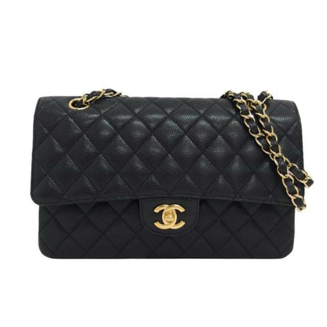 <br>CHANEL シャネル/マトラッセ/キャビアスキン/Wフラップチェーンショルダーバッグ/ブラック/121*****/シャネル/Aランク/04ショルダーバッグ