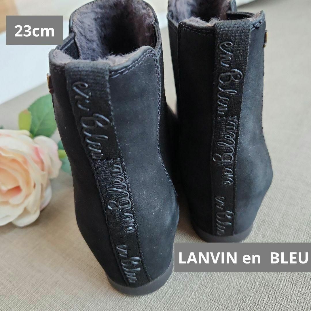 LANVIN en Bleu(ランバンオンブルー)のランバンオンブルー　ショートブーツ　スエード　 ファー　サイドゴア　23cm レディースの靴/シューズ(ブーツ)の商品写真