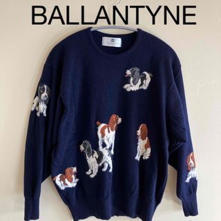 バランタインカシミヤ(BALLANTYNE CASHMERE)の【ミツバチ様専用】BALLANTYNE カシミア 犬柄 ネイビー ニット(ニット/セーター)