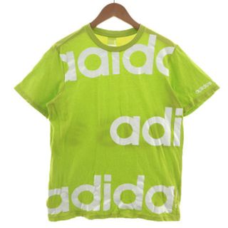 アディダス(adidas)のアディダス adidas Ｔシャツ 丸首 半袖 ロゴプリント 黄緑 白 M(Tシャツ/カットソー(半袖/袖なし))