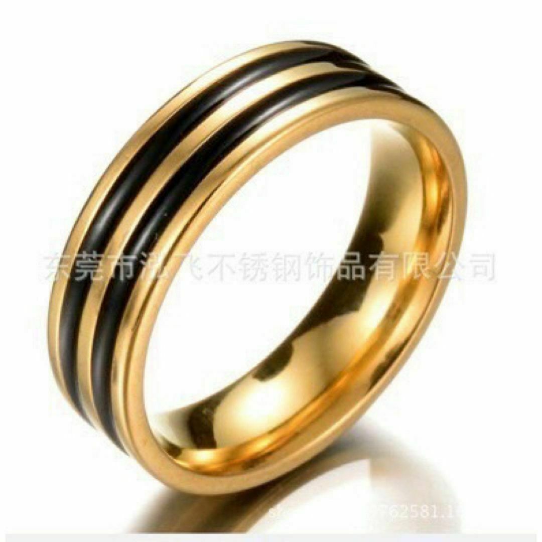 【A069】リング　メンズ　指輪　ゴールド　ステンレス　ブラック　黒　20号 メンズのアクセサリー(リング(指輪))の商品写真