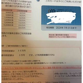 三越伊勢丹　株主優待カード　限度額30万円分(ショッピング)
