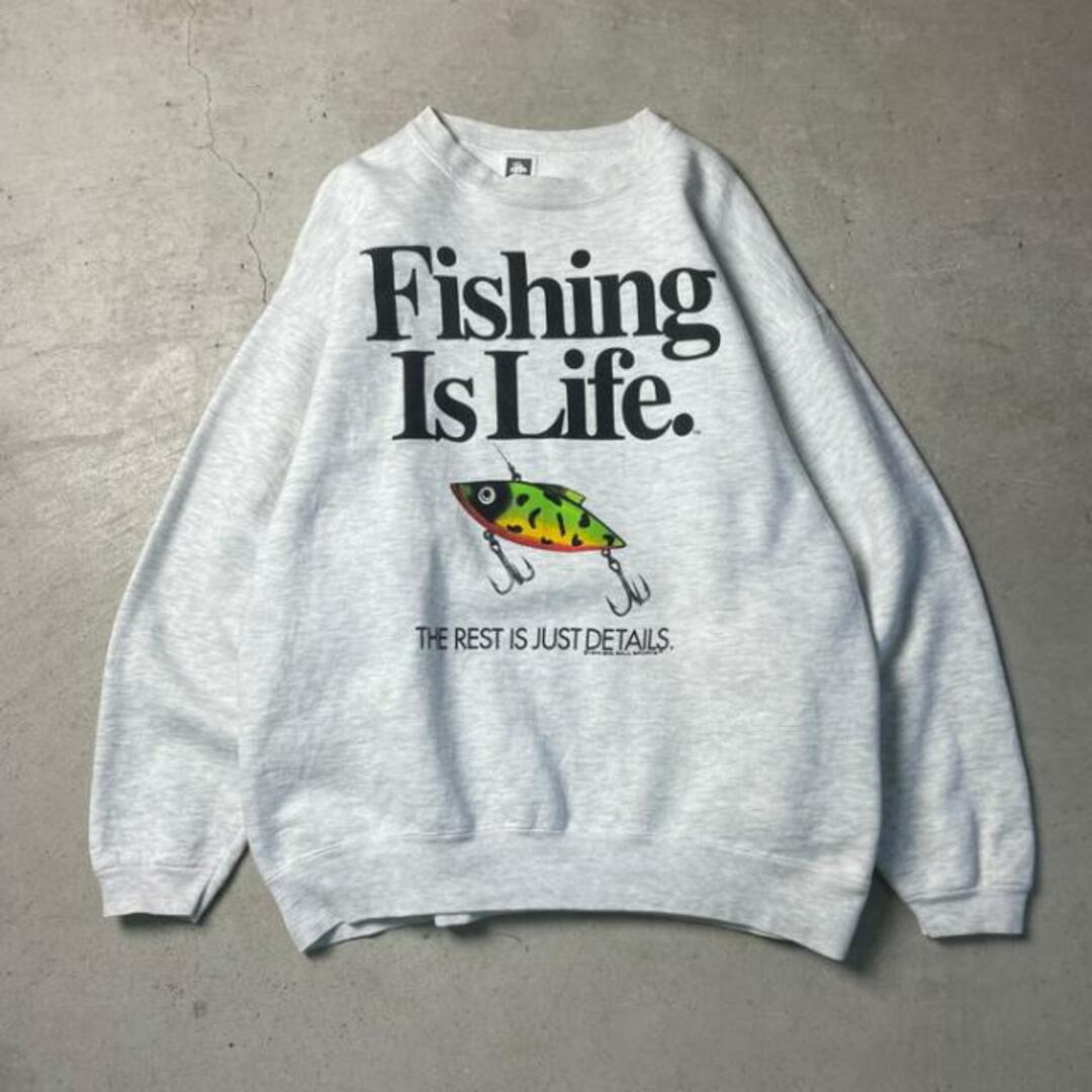 ビッグサイズ USA製 90年代 Fishing Is Life 釣り プリント スウェットシャツ メンズXXL