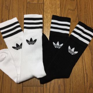 アディダス(adidas)の▼新品★アディダス 3ライン ソックス 靴下 黒白2足セット 24-26▼(ソックス)