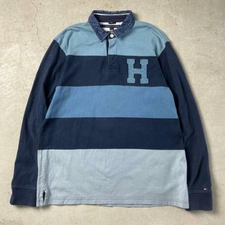 トミーヒルフィガー(TOMMY HILFIGER)のTOMMY HILFIGER トミーヒルフィガー ボーダー 長袖ポロシャツ メンズL(ポロシャツ)