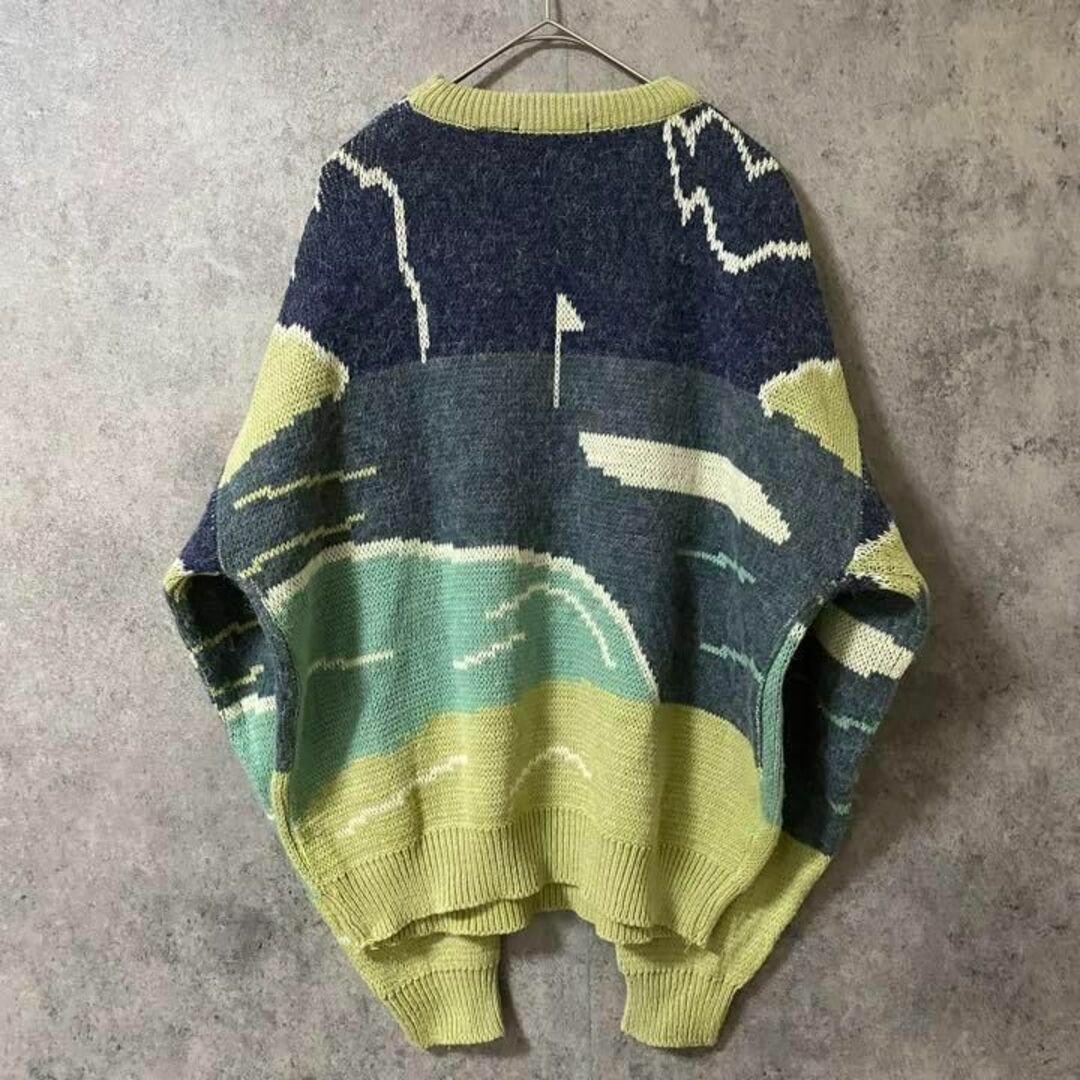 90s vintage 柄ニット　セーター　メンズ　XL 　個性派　M2