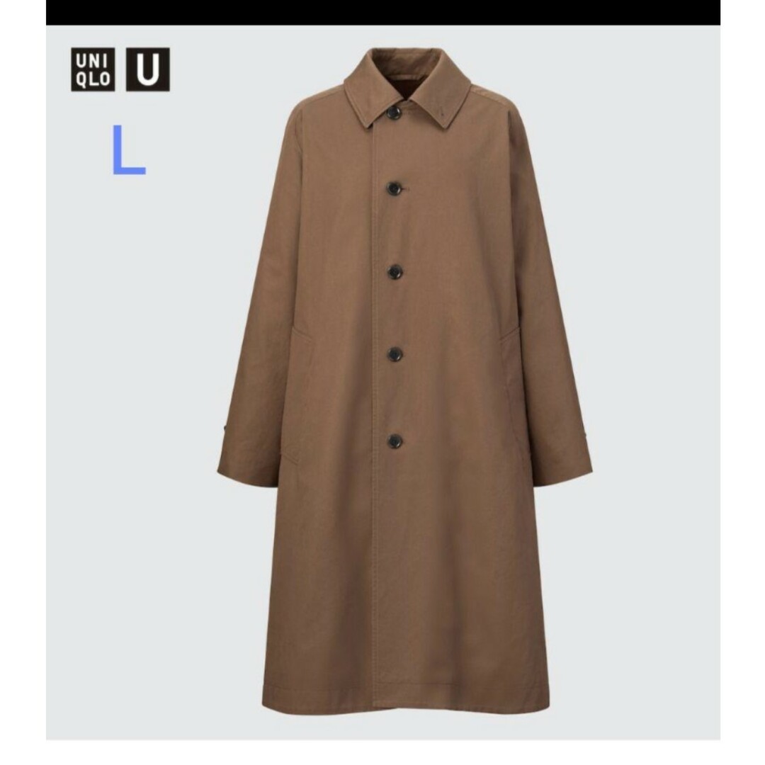 UNIQLO - UNIQLO ステンカラーコート ブラウン L レディースの UNIQLO - UNIQLO ステンカラーコート ブラウン L レディースの