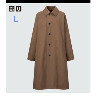 ユニクロ(UNIQLO)のUNIQLO ステンカラーコート ブラウン Ｌ レディース(ロングコート)