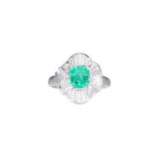 <br>PT900エメラルドダイヤリング0.99/D1.06ct /#15/リング/Aランク/69【中古】(リング(指輪))