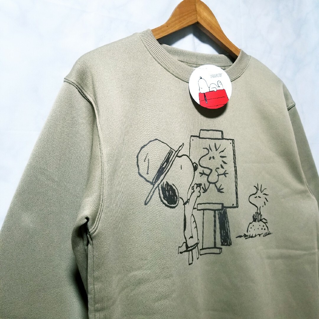 PEANUTS(ピーナッツ)のスヌーピー　チャーリー　ブラウン　新品　トレーナー　裏起毛　中橙色　お絵かき メンズのトップス(スウェット)の商品写真