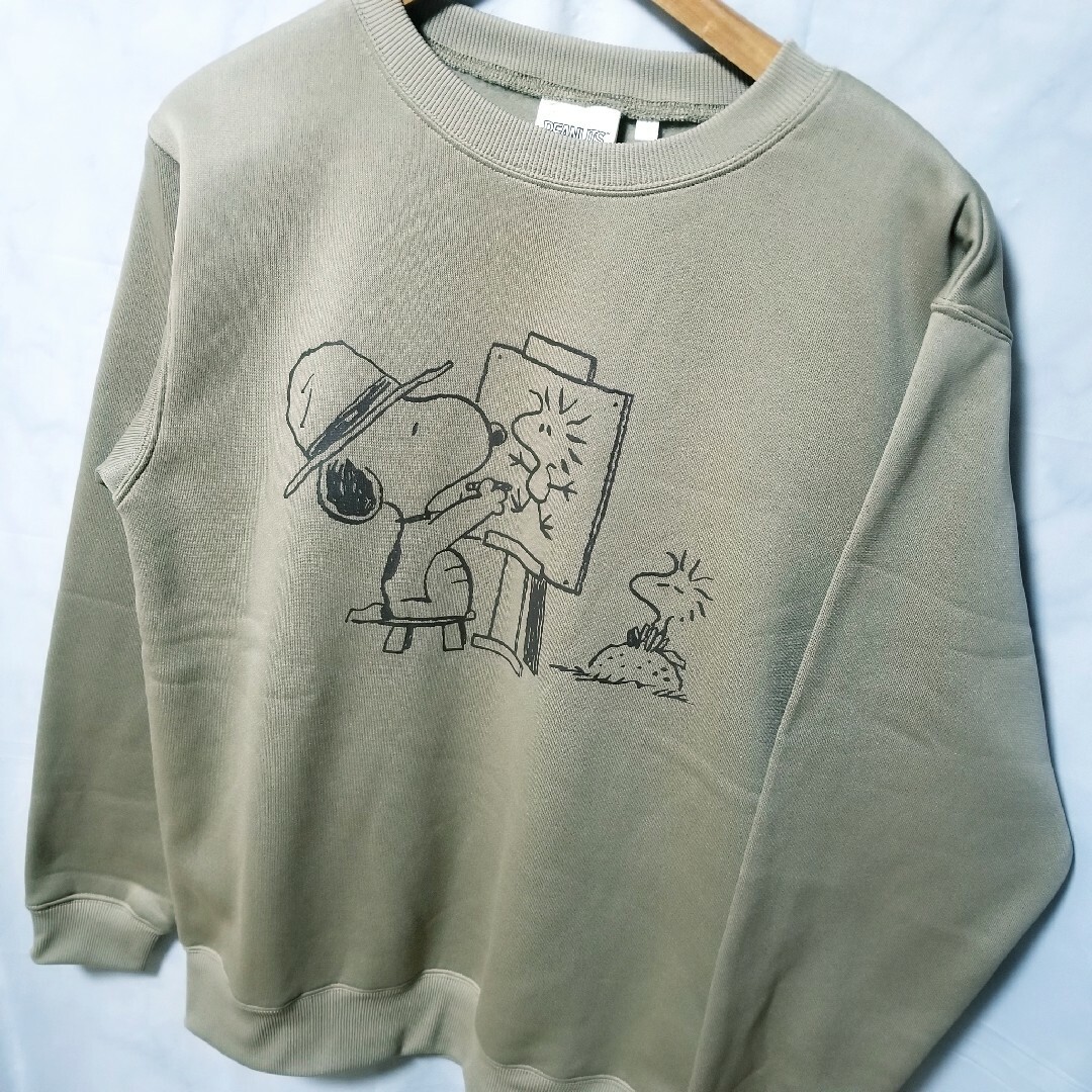 PEANUTS(ピーナッツ)のスヌーピー　チャーリー　ブラウン　新品　トレーナー　裏起毛　中橙色　お絵かき メンズのトップス(スウェット)の商品写真