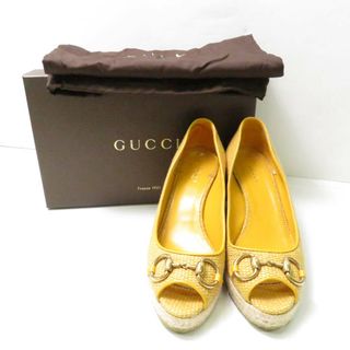 グッチ(Gucci)の美品 GUCCI グッチ 283876 オープントゥ ウェッジソールサンダル 1点 37 レディース AY4570C (サンダル)