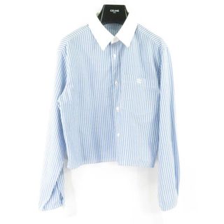 セリーヌ(celine)の美品 CELINE セリーヌ cropped shirt (2C903720T) クロップド シャツ 1点 38 コットン100% ストライプ 長袖 レディース AY4600W (シャツ/ブラウス(半袖/袖なし))