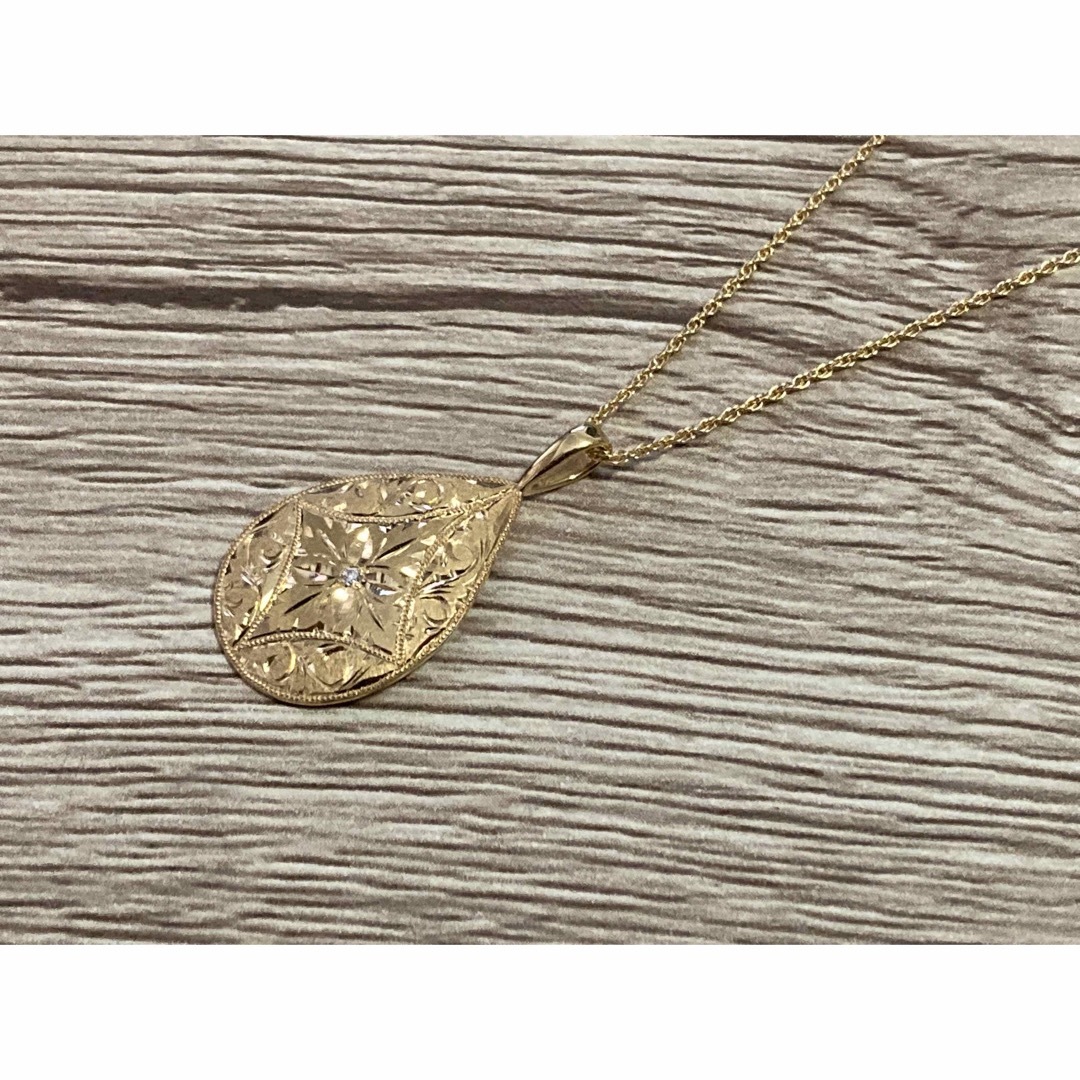 K18 18金 ダイヤ入り 伝統工芸士作 彫金 アンティークデザイン K18 18金 ダイヤ入り 伝統工芸士作 彫金 アンティークデザイン
