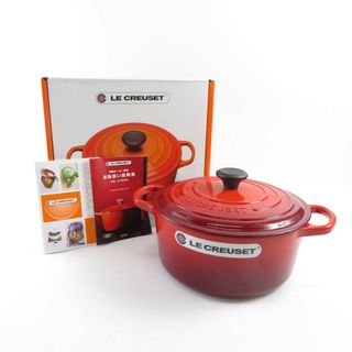 ルクルーゼ(LE CREUSET)の美品 Le Creuset ルクルーゼ ココットロンド シグネチャー CERISE 両手鍋 1点 鋳鉄 料理 調理 SY7288Z (鍋/フライパン)