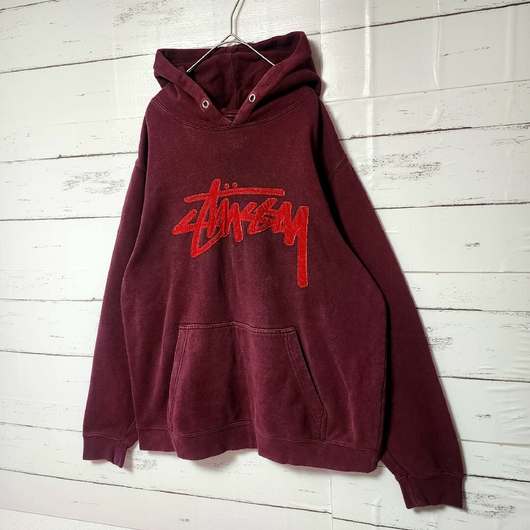 STUSSY - 《超希少》STUSSY ステューシー パーカー えんじ 刺繍 STUSSY - 《超希少》STUSSY ステューシー パーカー えんじ 刺繍