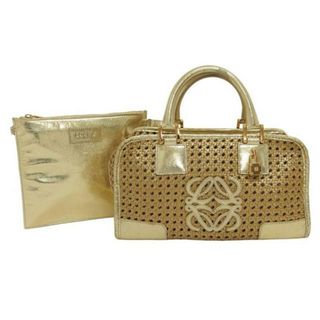 LOEWE  ロエベ アナグラム 編ミ込ミレザー/アマソナ28/ ハンドバッグ/ゴールド/ブランドバック/ABランク/04【中古】(ハンドバッグ)