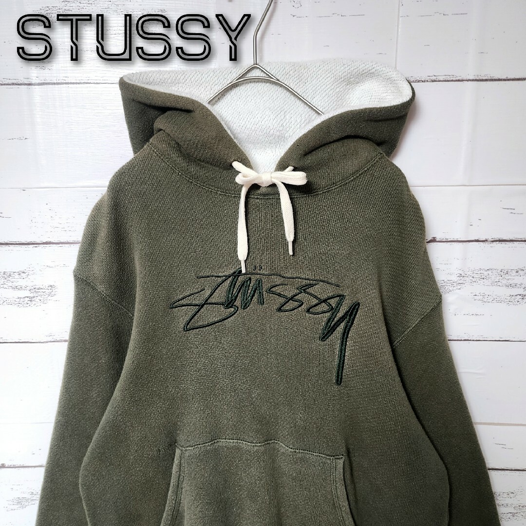 【希少カラー】stussy パーカー オリーブ