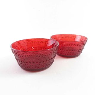 イッタラ(iittala)の美品 iittala イッタラ カステヘルミ ボウル 2枚 ペア クランベリー サラダ シリアル SM1456L (食器)