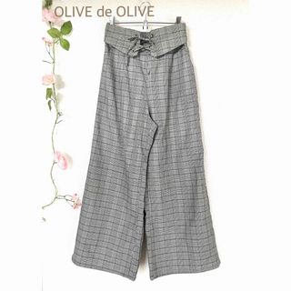 オリーブデオリーブ(OLIVEdesOLIVE)の美品⭐️ OLIVE de OLIVE  グレンチェック　ワイドパンツ(カジュアルパンツ)