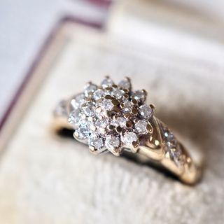 イギリス🇬🇧ヴィンテージ ダイヤモンド・クラスターリング💍アンティークagete(リング(指輪))