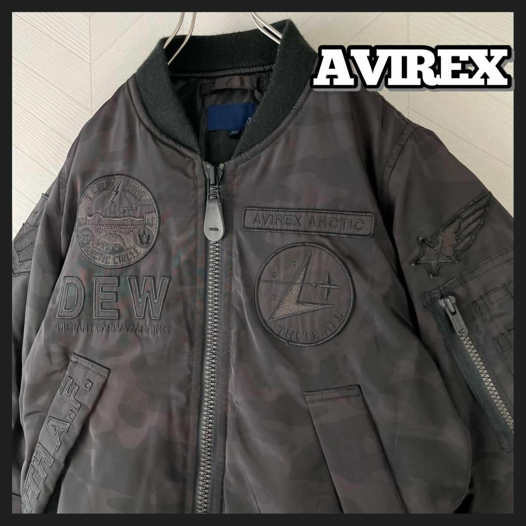 AVIREX - 希少 アビレックス MA-1 中綿 ブラックカモ ワッペン 両面