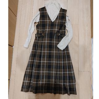 ドットアンドストライプスチャイルドウーマン(Dot&Stripes CHILDWOMAN)のチャイルドウーマン　タータンチェックサイドプリーツ　ジャンパースカート(ひざ丈ワンピース)