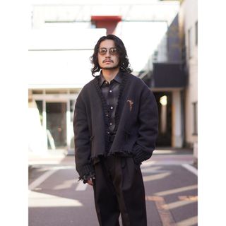 doublet - doublet ダブレット カーディガン M 黒 【古着】【中古】の