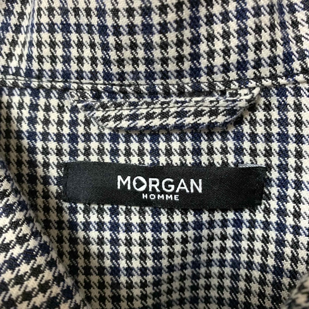 MORGAN HOMME(モルガンオム)のMORGAN HOMME ハウンドトゥースシャツ カバーオール ジャケット 薄手 メンズのジャケット/アウター(カバーオール)の商品写真