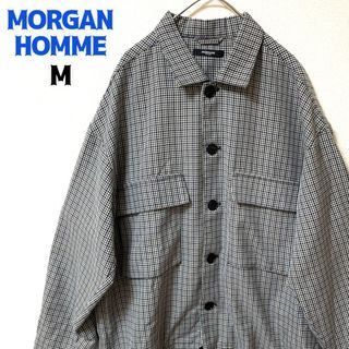 モルガンオム(MORGAN HOMME)のMORGAN HOMME ハウンドトゥースシャツ カバーオール ジャケット 薄手(カバーオール)