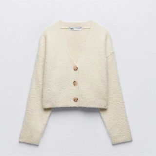 ザラ(ZARA)のZARA   クロップド ニット カーディガン(カーディガン)