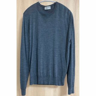 ジョンスメドレー(JOHN SMEDLEY)の【現非売品】ジョン スメドレー　ウール　Uネック　30G　グレー　スリムフィット(ニット/セーター)