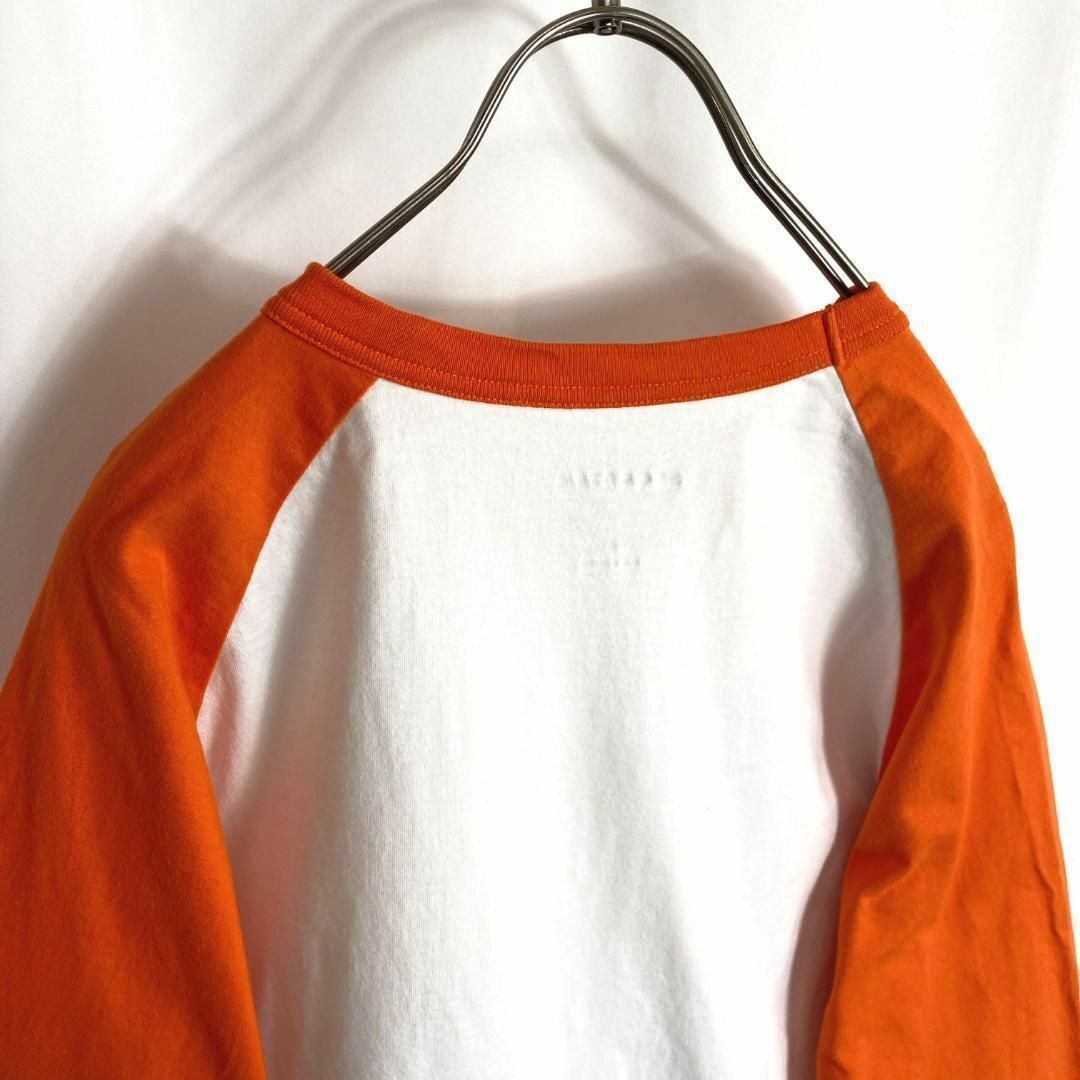 レトロ古着 ラグランTシャツ 七分袖 英字プリント オレンジ レトロ古着 ラグランTシャツ 七分袖 英字プリント オレンジ
