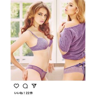 【モデル着用　ANNEBRA ブルーセット　アンブラ】70D L(ブラ&ショーツセット)