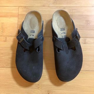 ビルケンシュトック(BIRKENSTOCK)の【ビルケンシュトック】ボストン黒スエードサイズ38(スリッポン/モカシン)