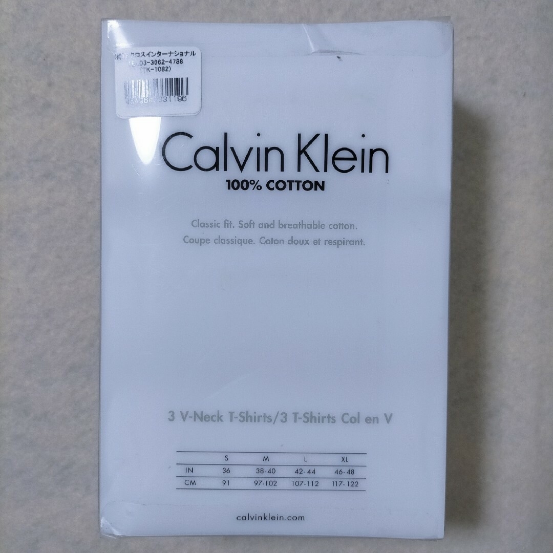 Calvin Klein(カルバンクライン)のM 正規輸入品 Vネック Tシャツ 白 カルバンクライン 綿 3枚 メンズのトップス(Tシャツ/カットソー(半袖/袖なし))の商品写真