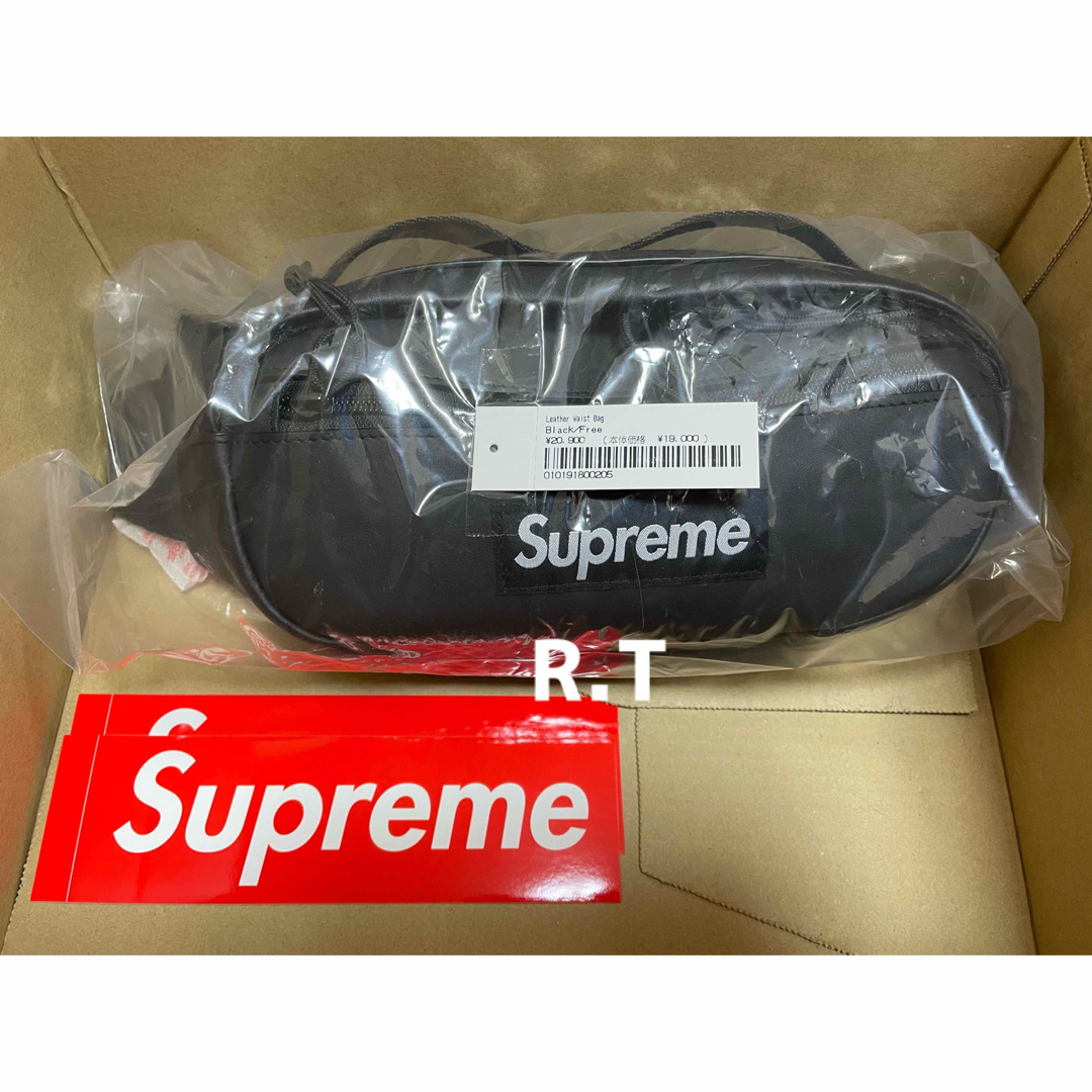 国内正規品■Supreme Leather Waist Bag Black