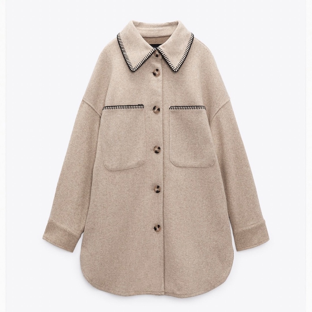 ZARA - ZARA ザラ ソフトシャツジャケット コントラストトップ ZARA - ZARA ザラ ソフトシャツジャケット コントラストトップ