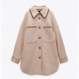 ZARA - ZARA ザラ ソフトシャツジャケット コントラストトップステッチ XS