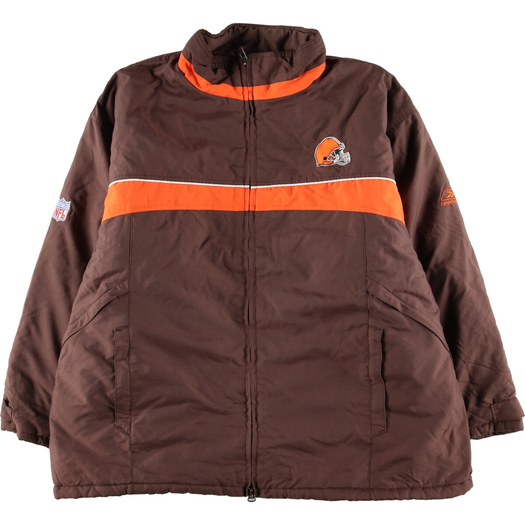 695cm袖丈ビッグサイズ リーボック Reebok NFL CLEVELAND BROWNS クリーブランドブラウンズ 中綿ジャケット メンズXXXL /eaa386570