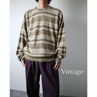 アートヴィンテージ(ART VINTAGE)の【vintage】デッドストック ルーズ ボーダー ニット セーター L タグ付(ニット/セーター)