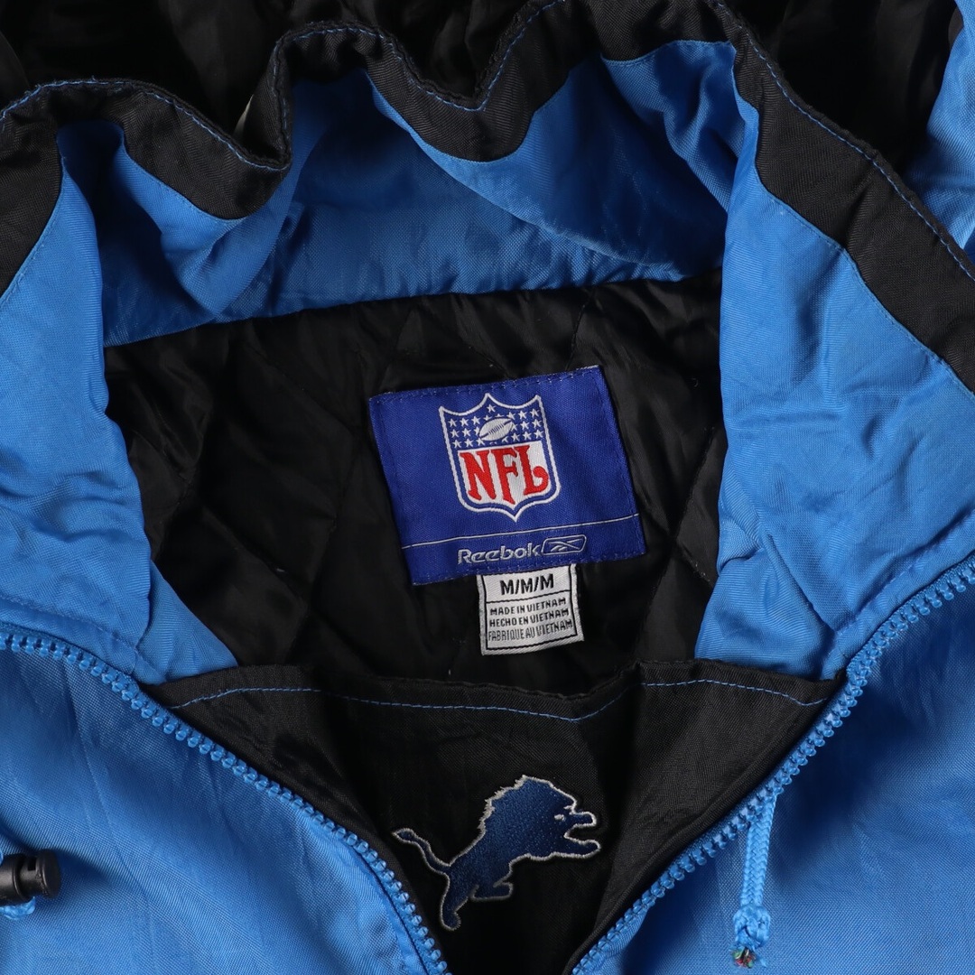 ハーフジップ スウェット 刺繍ロゴ NFL ライオンズ フリース 黒 肉厚