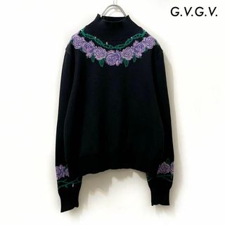 ジーヴィジーヴィ(G.V.G.V.)のG.V.G.V. ジーヴィジーヴィ★花柄 ハイネックニット 長袖 ブラック 黒(ニット/セーター)